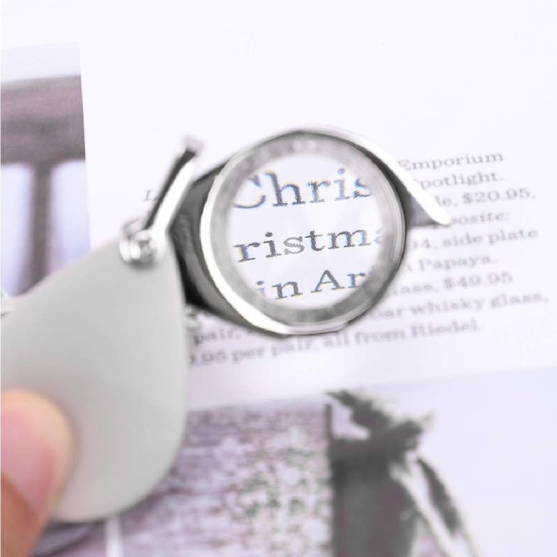 FKWKUW Magnifying Glass Keyring Mini Portable Foldable 10x Handheld Magnifier