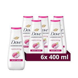 Dove Advanced Care Replenishing Body Wash shower gel with dragon fruit & coconut cream extracts for instantly lotion-soft skin 6x 400 ml