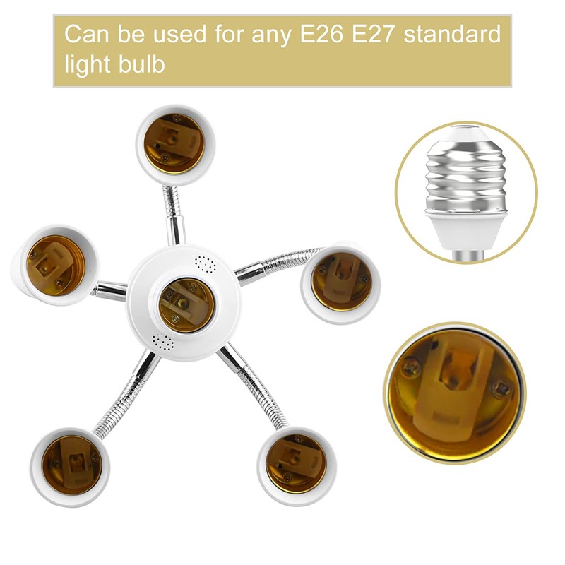 6 in 1 E26 E27 Light Socket Splitter Adapter Bulb