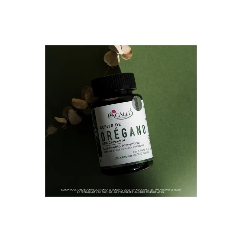 Pacalli Aceite De Orégano 88 Carvacrol 60 Cápsulas