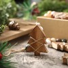 Civaner 6 Pcs Neutral Christmas Tree Hanging Ornament Rustic Wooden