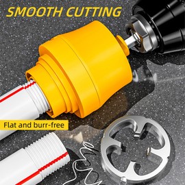 Electric Drill Compatible PVC Pipe Threader Kit with Various Die Sizes,PVC Thread Maker Tool for Electric Drill,PVC Pipe Threader Set with 3 Dies, 1/2", 3/4", 1",Pipe Threader Kit (External)