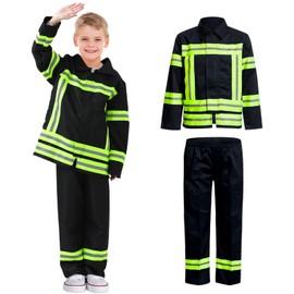 BNLIK Fireman Costume for Children Boys: Uniform Fire Brigade Cosplay Role Play Carnival Fire Costume (L - 130)