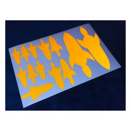 Veloviz Reflective Rocket (Assorted) Yellow Die-Cut Vinyl Cargo Bike Stickers Decals