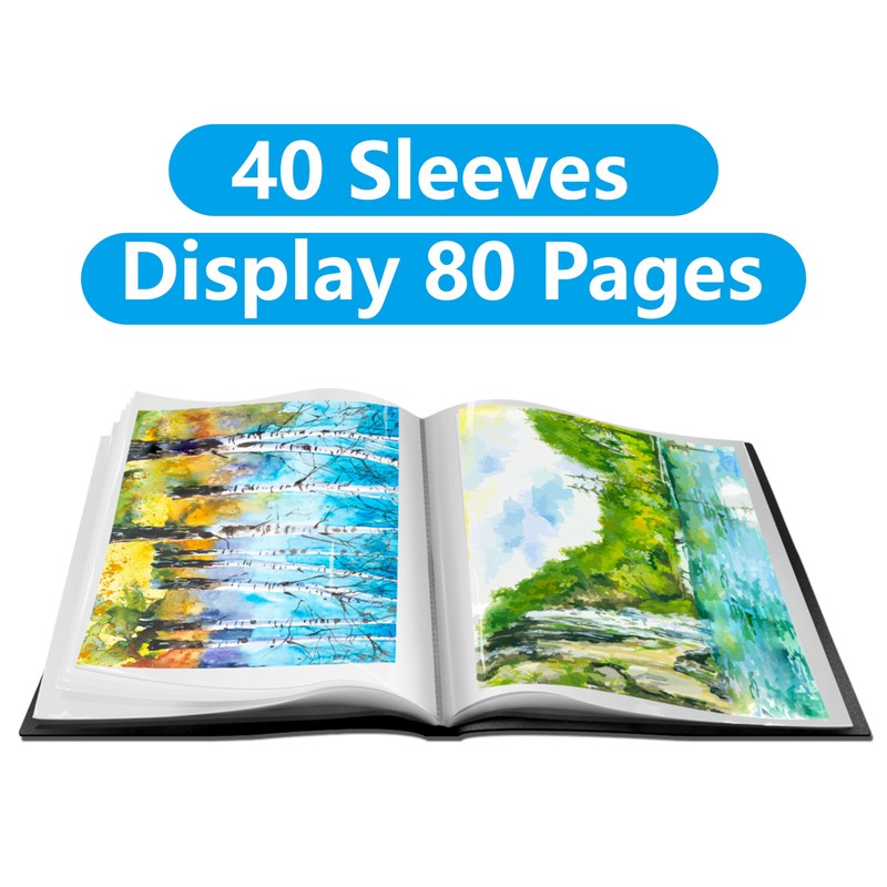 Presentation Book 40 Clear Pockets Sleeves Protectors Art Portfolio Clear
