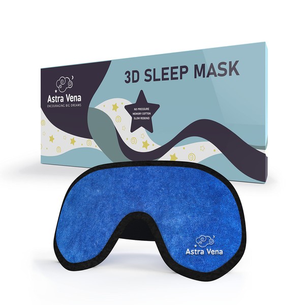 Sleep Mask for Kids with Blockout Light - Memory Foam 3D Contoured Eye Mask - Eye Cover & Travel Sleep Mask, Blindfolds for Kids, Girls, Boys (Blue)