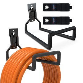 3-H Garden Hose Holder Wall Mount 2 Pack,Solid Steel Hose Hanger wih Extension Strap,Water Hose Holders for Outside to Hang Outdoor Air Hose,Ropes,Pipes,Power Tools,Ladders,Bikes,Bulk Items