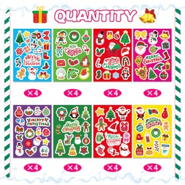 Merry Christmas Stickers, 32 Sheets Make A Face Stickers Christmas Tree Santa Claus Snowman Stickers, DIY Xmas Holiday Crafts Stickers for Envelopes Gift Cards
