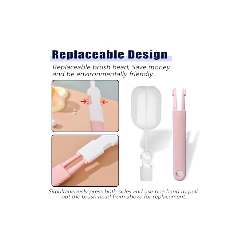 Sponge Bottle Brushes 3 Piece Baby Bottle Brushes Long Handle