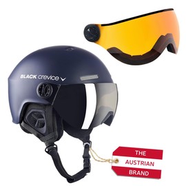 Black Crevice Unisex - Adult Ski Helmet Arlberg with 2 Visor, Navy/White, S = 51-53 cm