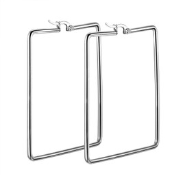 JewelryWe Large Hoop Earrings Simple Stainless Steel Geometric Earrings for Women