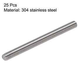 sourcing map 25Pcs M4 x 50mm Fully Threaded Rod 304 Stainless Steel Right Hand Threads,M4-0.7 Thread Pitch