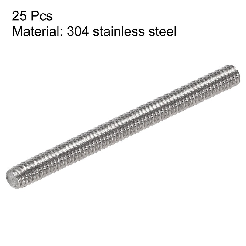 sourcing map 25Pcs M4 x 50mm Fully Threaded Rod 304