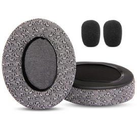 TaiZiChangQin Ohrpolster Ohrpolster Mikrofon Schaumstoff Ersatz Kompatibel mit Roccat ELO 7.1 USB/ElO 7.1 AIR/ELO X Stereo Kopfhörer (Upgrade Stoff Ohrpolster) Grau