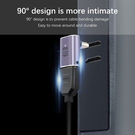 PNGKNYOCN 90 Degree HDMI Adapter 8K，2 Pack Right Angle 48Gbps HDMI 2.1 Male to Female Extender Adapter Support 8K@60Hz, 4K@120Hz, HDR, eARC (Up Bend)