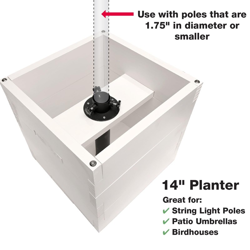 Large Decorative Wooden Planter with Universal Pole Support for String
