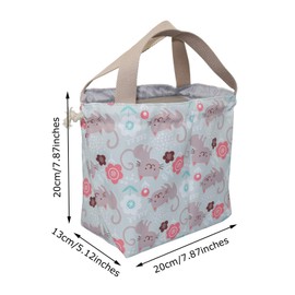 enyuwlcm Mini Lunch Tote Pouch Reusable Small Cute Lunch Bag with Drawstring Suitable for Girls Women Cat Green