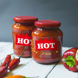 600 PCS Hot Stickers, Bright Red Hot Flame Shape Labels 2 x 1-1/5 Inch, High Contrast Fire Shaped Sticker for Restaurant, Supermarkets, Shops, Convenience Stores, Coffee Shops & Food Establishments