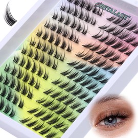 Obeyalash Fox Eye Lashes Eyelash Extensions 144 Pieces Cluster Lashes Cluster C Curl Lashes Cat Eye Eyelash Extension Individual Eyelash Cluster Individual Lashes DIY Eyelash Extensions