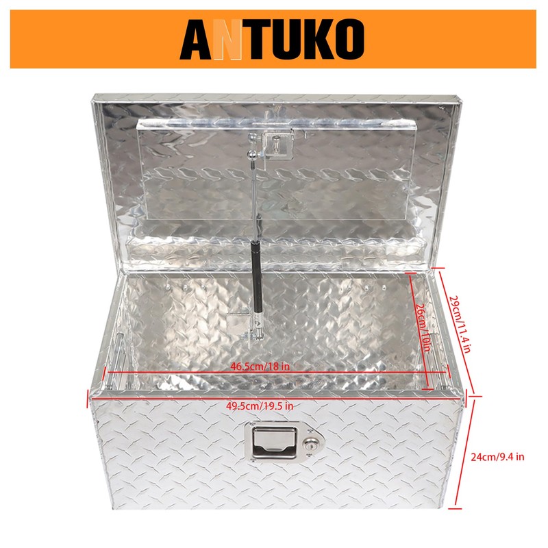 ANTUKO 20 Inch Heavy Duty Aluminum Tool Box Silver Replacement