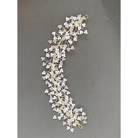 Dreams@ Crown Pearl Floral Hair Accessories Crystals Wedding Headband, Floral Hair Vine for Girls and Women, Pack of 1 - Gold