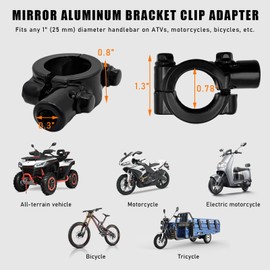 Sylvil 2 PCS Motorcycle Handlebar Mirror Mount Holder, Aluminum 7/8" Mirror Thread Mount Clamp, Handlebar Rearview Mirror Adapter for ATV Scooter, Universal Motorcycle Accessories (8mm Black)