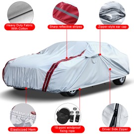Waterproof Car Covers Replace for 2014–2019 Corvette C7, 6 Layers All Weather Custom-fit Car Cover with Zipper Door & 18 Ponit Windproof Bands for Snow Rain Dust Hail Protection
