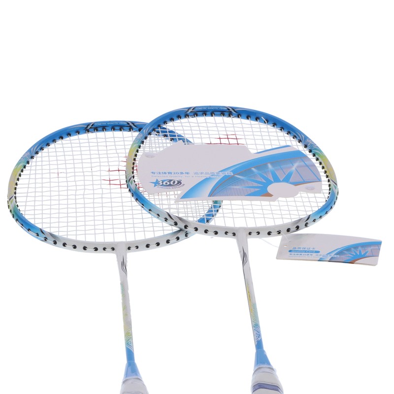 2 Player Badminton Racquets Set Lightweight Full Carbon Double Rackets