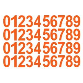 0-9 Numbers Orange Vinyl Sticker Decals Assorted Set of 40 Choose Size 1/2" to 12" (V746ArialBoldOrange) (4")