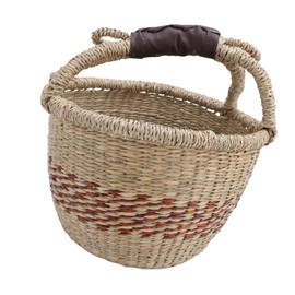 Ausla Picknickkorb, Seegras Geflochtener Aufbewahrungskorb mit Griff, Hamper Kühltasche für Outdoor-Aktivitäten 25x27x16cm
