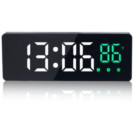 Digital Alarm Clock for Bedrooms - with Temperature, Triple Alarm, Auto Dimmer, 6.5" Screen, Sound Wakeup, Adjustable Brightness, Snooze, Basic Digital Clock for Kids Elderly Home Office