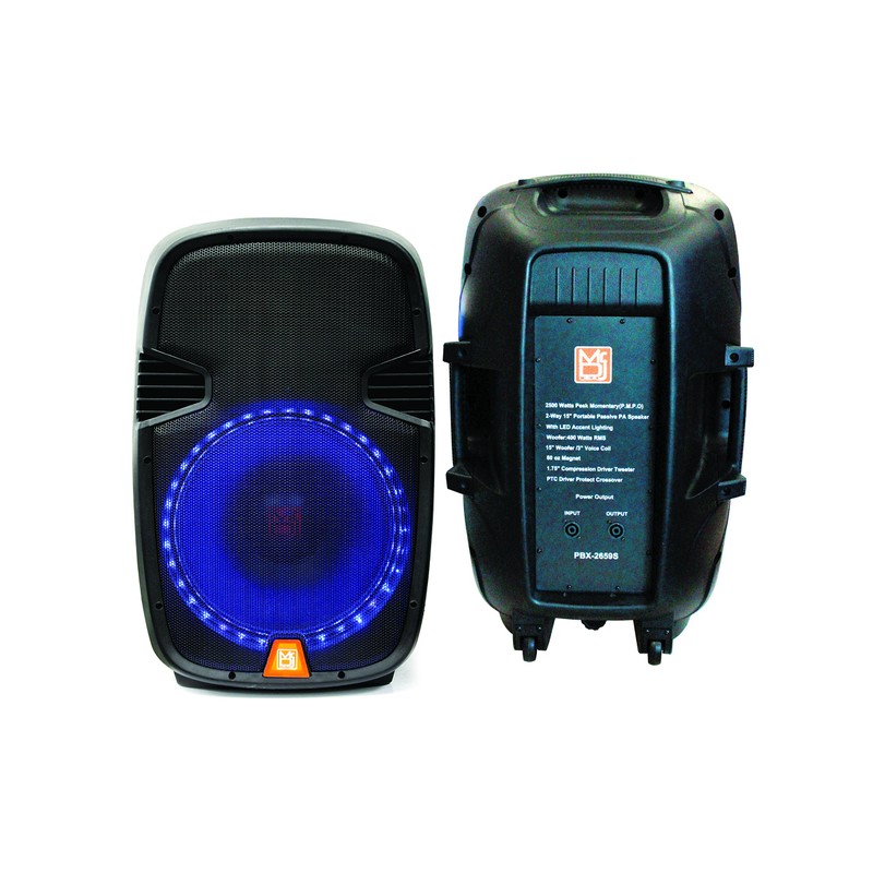 Mr. Dj PBX2659S 15" 2-Way Portable Pasive Speaker with LED