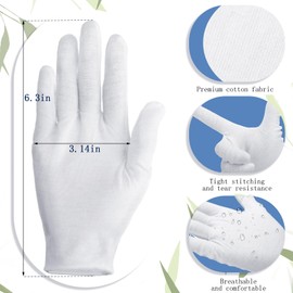 Ramede 24 Pairs Eczema Gloves for Kids Eczema Sleeves Moisturizing Gloves White Cotton Gloves Washable and Reusable Overnight Dry Hands for Kids 3-10 Years(X-Small)