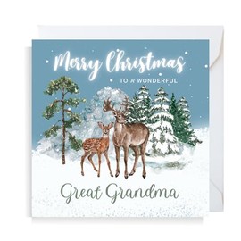 Second Ave Great Grandma Christmas Reindeer Square Xmas Holiday Festive Greetings Card