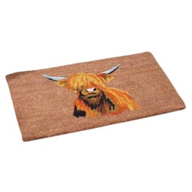 Garden Mile Highland Cow Coir door mats | Durable Door Mats Indoor and Outdoor | Natural Coir Weather Resistant Eco-friendly Entrance front door mat | outside door mats for front door (Highland Cow)