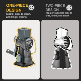 ERGONOW Rotary Cheese Grater Rotary Handheld with 3 Interchangeable Blades, Handheld Vegetable Slicer, Vegetable Chopper for Nuts, Fresh Cheese, and Vegetables, Upgraded Union Body Design (Blue)