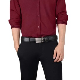 Flintronic Men's Belt, Leather Ratchet Automatic Belt for Men Leather Belt Width 3.5 cm. / 1.37 inches. Length 125 cm. / 49.21 inches. (incl. Keychain & Gift Box) - #3 Black