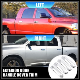 Hihaha 4pcs Chrome Plated ABS Exterior Side Door Handle Cover Trim for Dodge for Ram 1500 2500 3500 2010-2018 for Jeep Commander Grand Cherokee 2006-2010 Silver Tone Outer Door Handle Durable Material