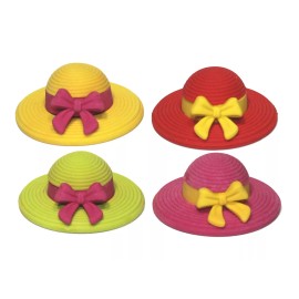 Cute Sun Hat Rubber Erasers, 12 pcs Miniature Kids & Girls School Puzzle Toys