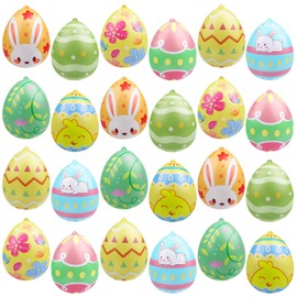 Larber 24 Pcs 9 Inch Inflatable Easter Eggs Outdoor PVC Inflatable Hanging Easter Eggs Blow Up Easter Egg for Egg Hunts Yard Garden Outdoor Decorations (24pcs)