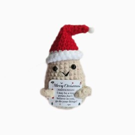 Hoepavy Positive Crochet,Emotional Support Crochet,Hand Woven Cute Potato Ornaments,Positive Energy Card Yarn Knitted Dolls,Suitable For Office,Home,Desktop,And Car Decoration