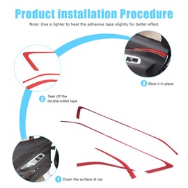 Car Inner Door Armrest Panel Cover Trim for Corvette C8 Z06 2020-2024, Car Interior Decoration Accessories Carbon Fiber (Red carbon fiber-Armrest frame)