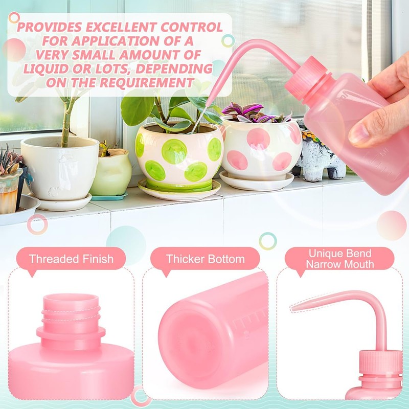 Valchoose 150ML Pink Wash bottles squeeze 5.1oz Mini Professional, Water
