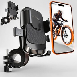 YTDSUP Bike Phone Holder 2 Pack, Mountain Motorcycle Phone Mount, 1s Lock & Quick Release Handlebar Cell Phone Cradle Clamp, Phone Clip for 4-6.9" Smartphones - Black (2)