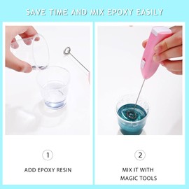 3 Pieces Epoxy Resin Stirrer Handheld Battery Operated Epoxy Mixing Stick Electric Tumbler Mixer Blender with Stainless Steel for Crafts Tumbler, Making DIY Glitter Tumbler Cups (Blue, White, Black)