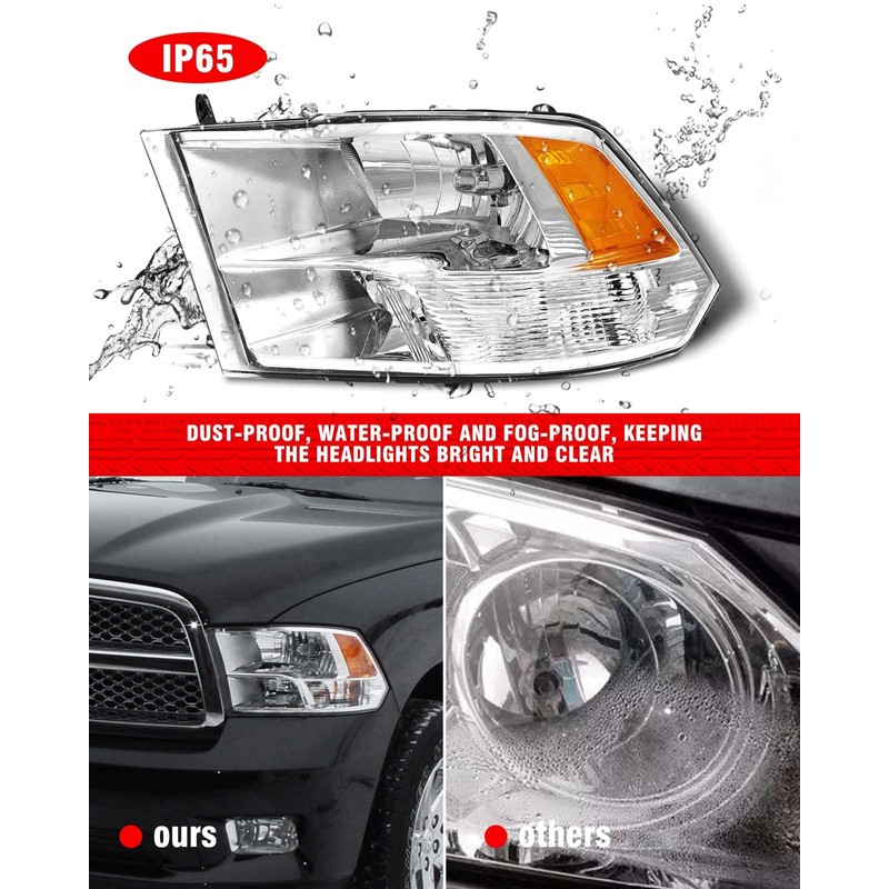ADCARLIGHTS for 2009-2018 Dodge Ram Headlight Assembly compatible with 09-18
