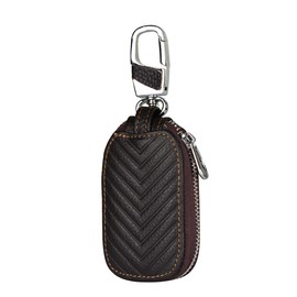 Copmob Multifunctional Genuine Leather Key Case, Coin Bag, Car Key Case, Household Key Bag, Zip, Key Case for Men and Women - A - Dark Brown, dark brown, Classic