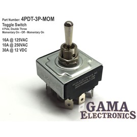 GAMA Electronics 4 Pole, Double Throw Momentary On-Off-Momentary On Toggle Switch 4PDT