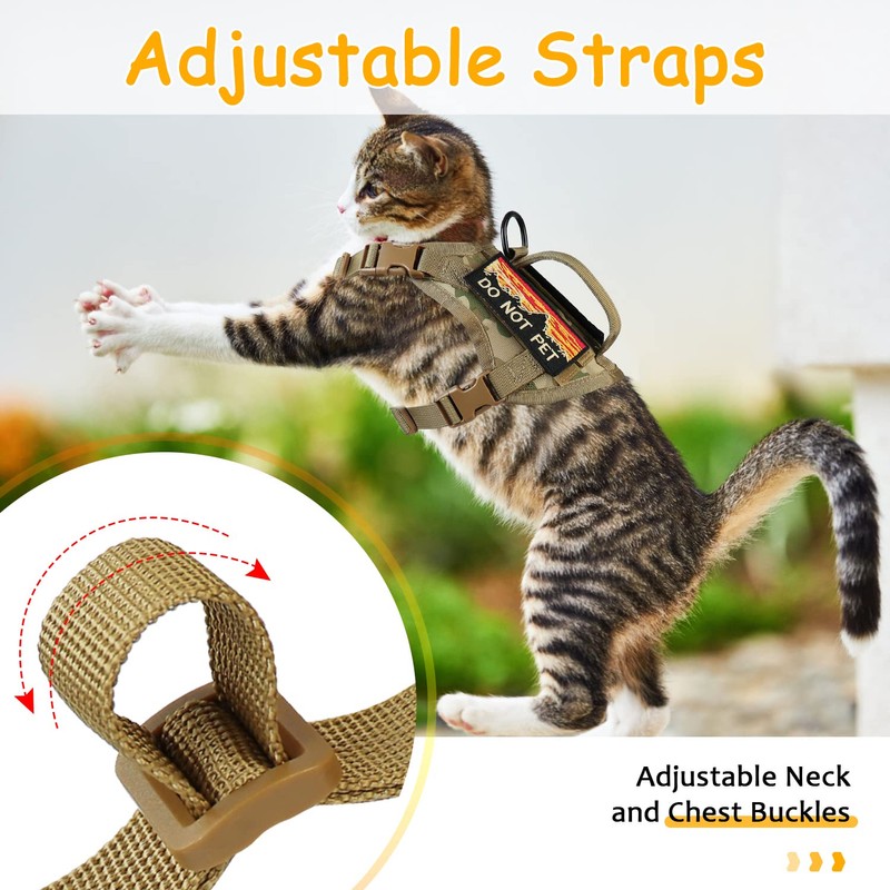 nanappice Tactical Cat Harness for Walking, Adjustable Escape Proof Pet