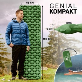 NORDBÄR® Camping Isomatte aufblasbar & Ultraleicht | Iso Luftmatratze kleines Packmaß für Camping, Outdoor & Zelten | Campingmatte, Schlafmatratze, Reisematratze